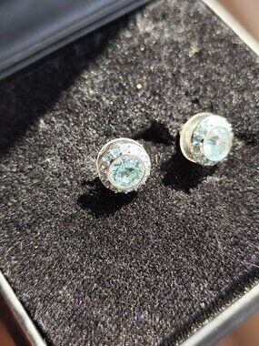 Swarovski halo stud earrings.